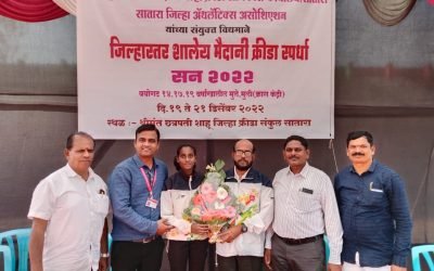 Miss. Abhilasha Laxman Waghmare from 9th won the District Competition in 100m hurdles.
